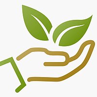 eco friendly icon. plant leaves in hand. ecology and save enviro Baumschutzprojekt - Info 3