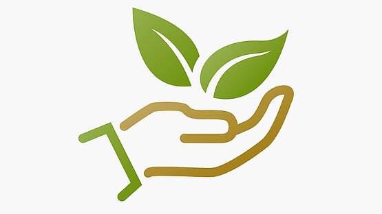 eco friendly icon. plant leaves in hand. ecology and save enviro Helfen Sie mit! - Baumschutzprojekt - Info 5